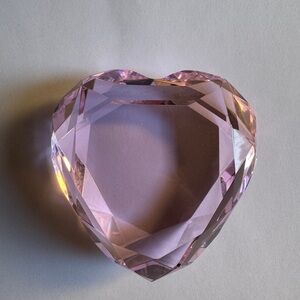 Heart-Shaped Pink Crystal Paperweight